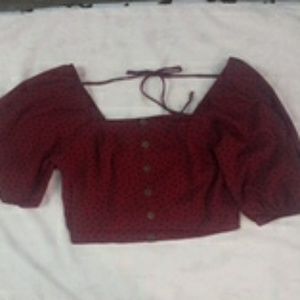 Burgandy Polka-dot Top Sz:Lg